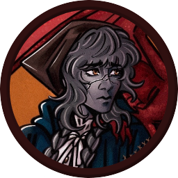 Example of a TTRPG token commission. An earth genasi woman is frowning.